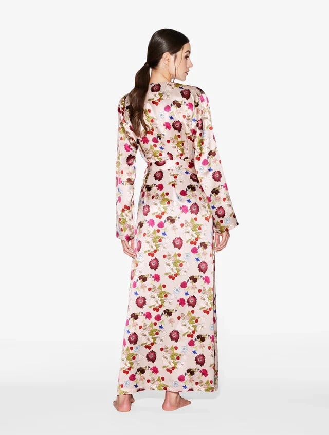 Archive Floral Print Silk Long Robe