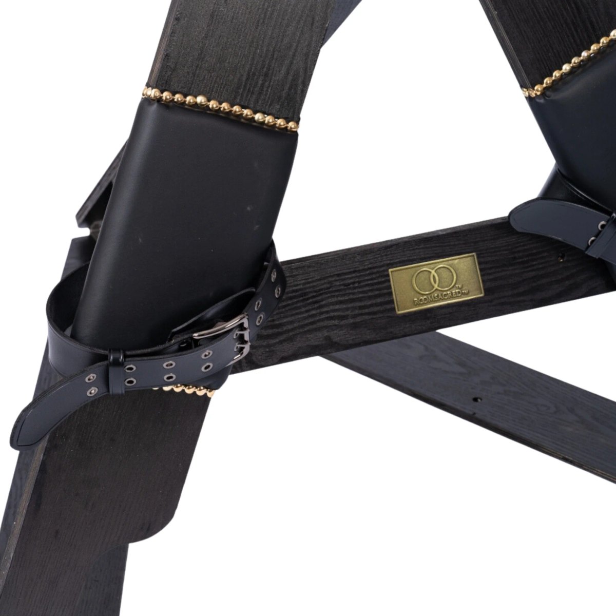 Roomsacred Black Series Luxury St. Andrew's Cross with Wrist and Ankle Cuffs