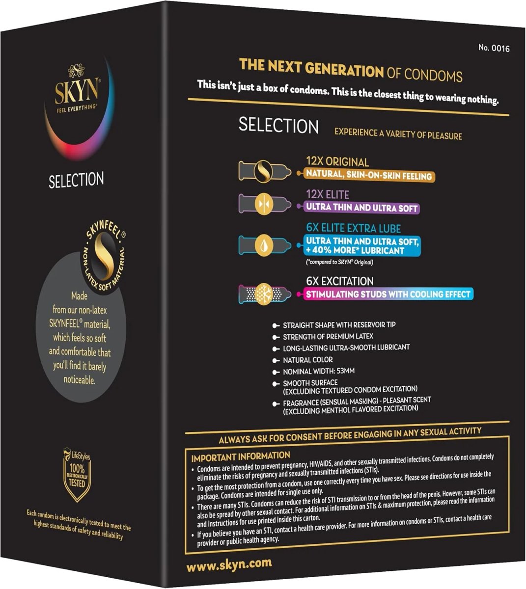 SKYN Selection Non-Latex Condom Variety Pack